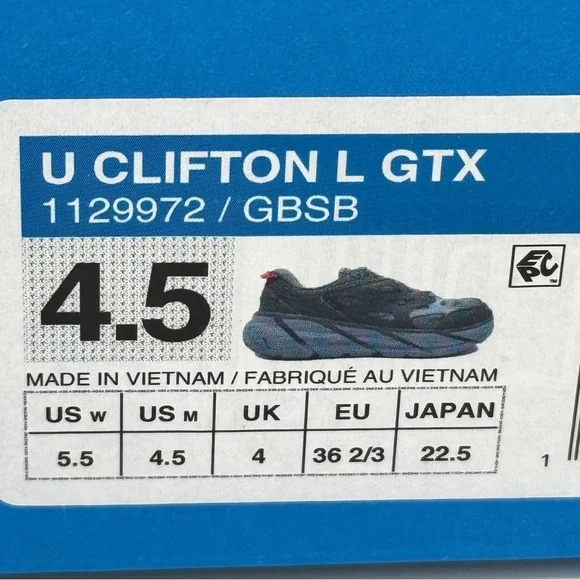 NWT Hoka Clifton Leather Gore-Tex Waterproof Unisex Goblin Stone Blue GBSB shoes
